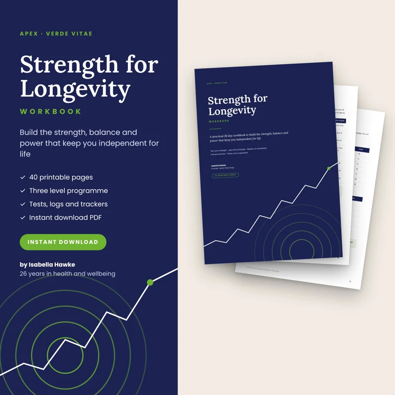 APEX Strength for Longevity Workbook workbook cover from the Verde Vitae store